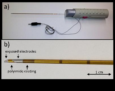EIS-Bx probe design, with polyimide insulation used in the clinical phase of the program.